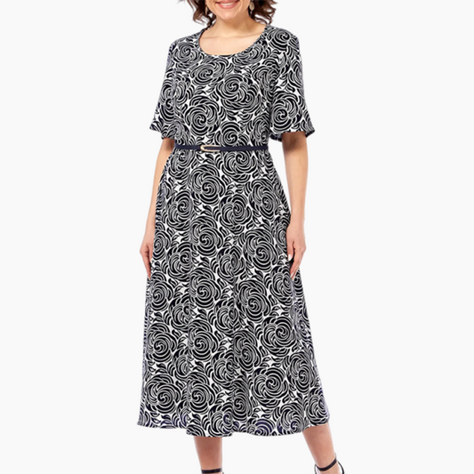 🌺Elegancka sukienka maxi z nadrukiem i paskiem