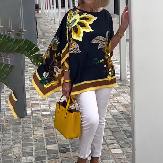 👚Nieregularny top damski z nadrukiem w kształcie litery V