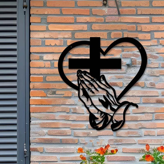 💖Elegancka dekoracja ścienna z chrześcijańskim sercem i krzyżem