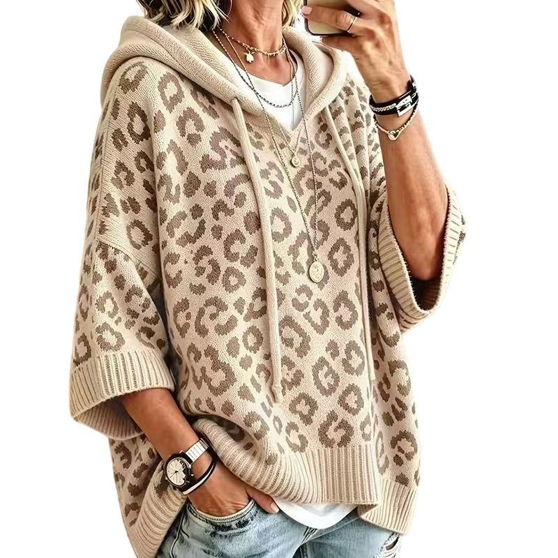 🧵Exquisite Knit, Durable Craft🧶 Leopard Knit Hooded Sweater | Multiple Colors, S-5XL ✨