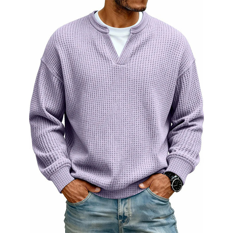 👕 Mock-Layer Waffle Long Sleeve Tee ✨
