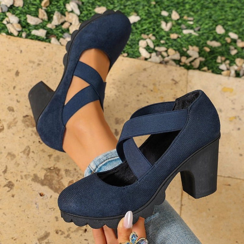 👠Womens Round Toe Crisscross Strap Mary Jane Shoes