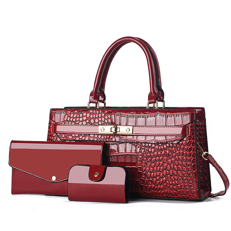👜Women's Crocodile Pattern Handbag 3-Piece Set