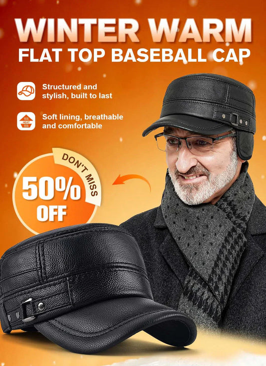 🧢Skórzana czapka z daszkiem z płaskim daszkiem PU