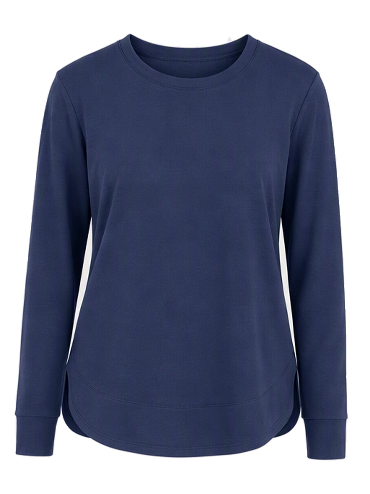 Women’s Solid High Low Hem Long-Sleeve Tops