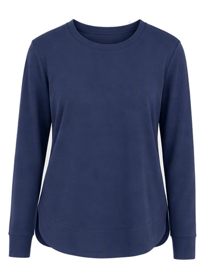 Women’s Solid High Low Hem Long-Sleeve Tops