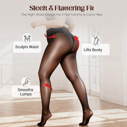 🌸Hot Sale 50% OFF👑 Transparent High-Waisted Shiny Sheer Tights for Women - Sheer & Comfortable