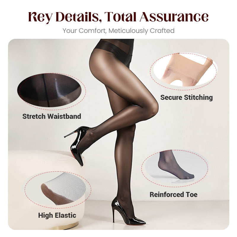 🌸Hot Sale 50% OFF👑 Transparent High-Waisted Shiny Sheer Tights for Women - Sheer & Comfortable