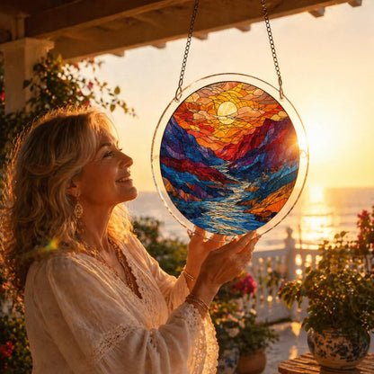 🌇Akrylowa dekoracja okienna w formie układanki „Zachód słońca i morze”☀️🛍️