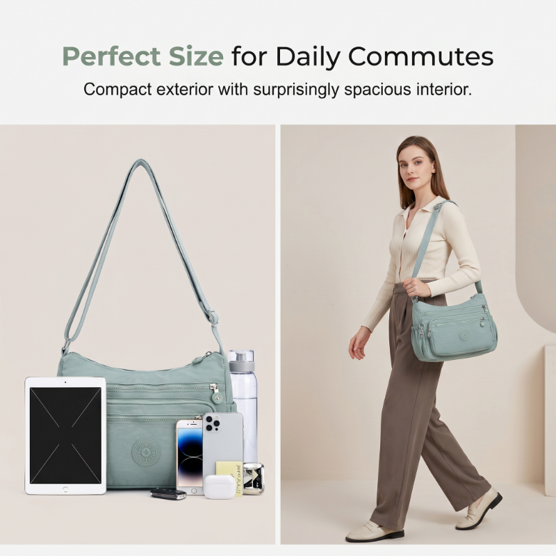 👜Lightweight Multi-Pocket Nylon Crossbody Bag – Lightweight, Water-Resistant & Perfect For Everyday Adventures