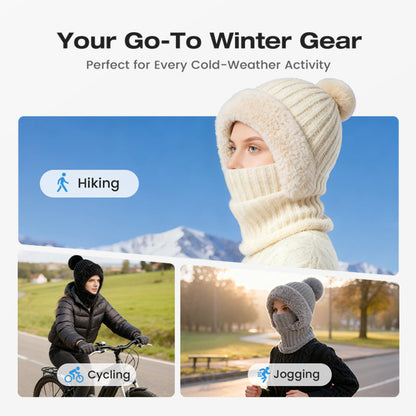 🧣🔥Women's Winter Knitted Beanie Scarf Mask — One-Piece