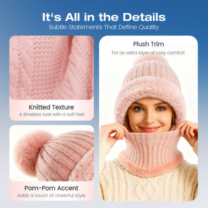 🧣🔥Women's Winter Knitted Beanie Scarf Mask — One-Piece