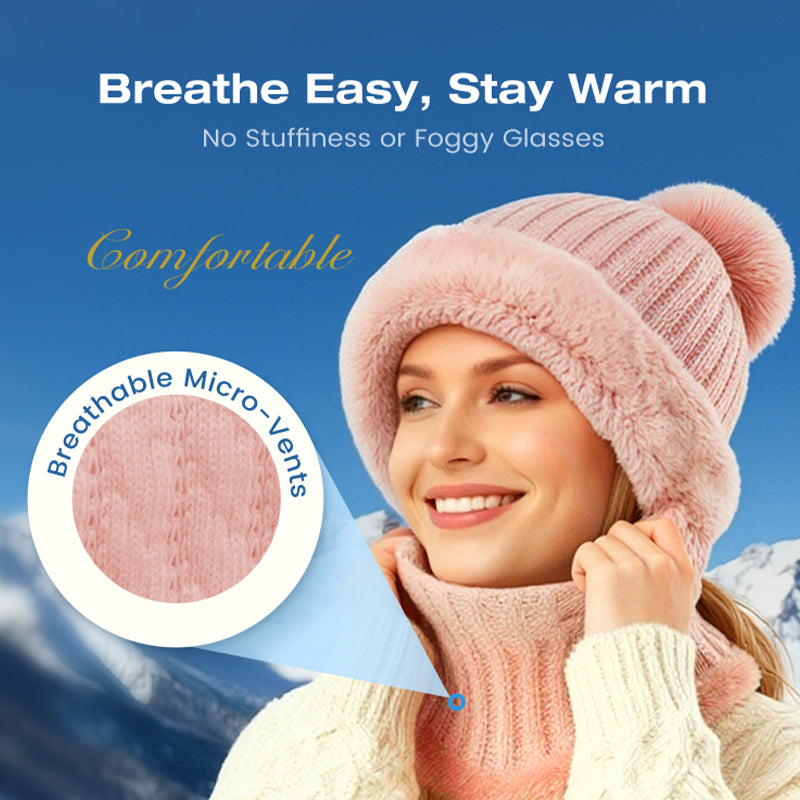 🧣🔥Women's Winter Knitted Beanie Scarf Mask — One-Piece