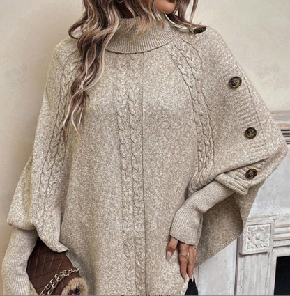 Women's Chic Mock Neck Cable Knit Sweater