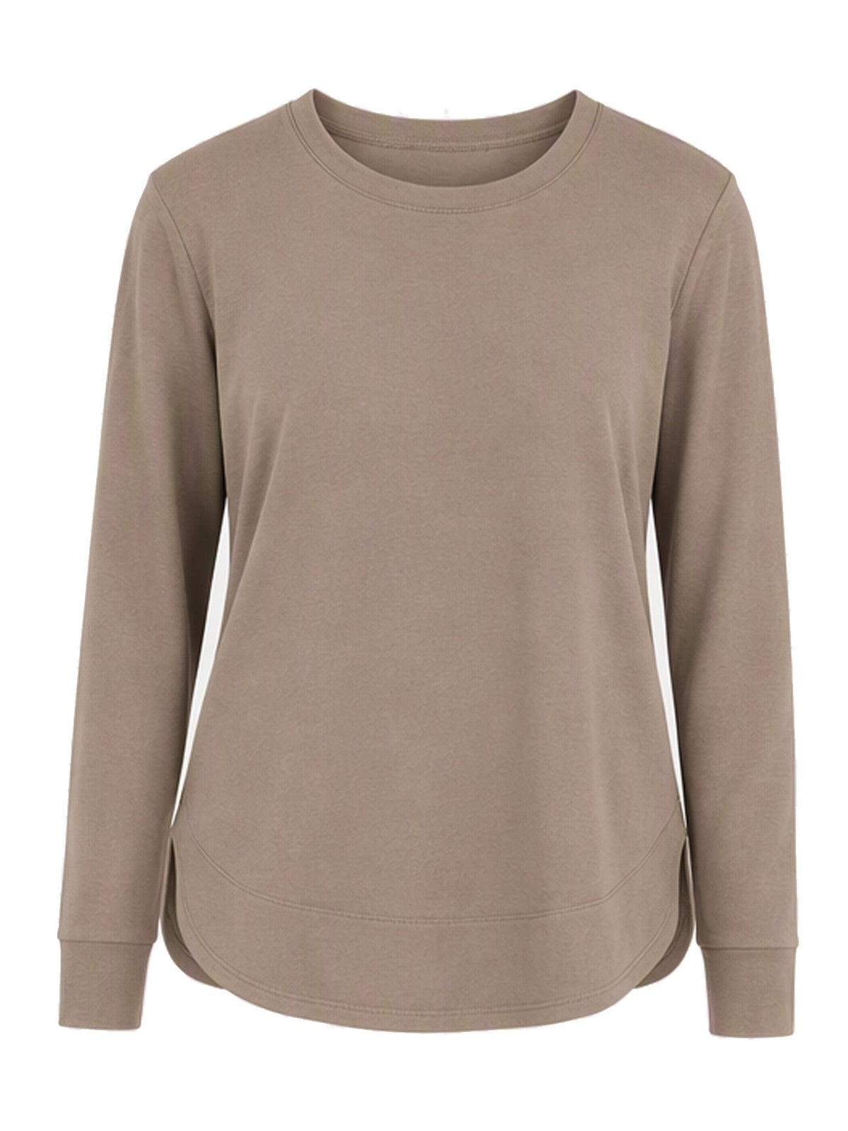 Women’s Solid High Low Hem Long-Sleeve Tops
