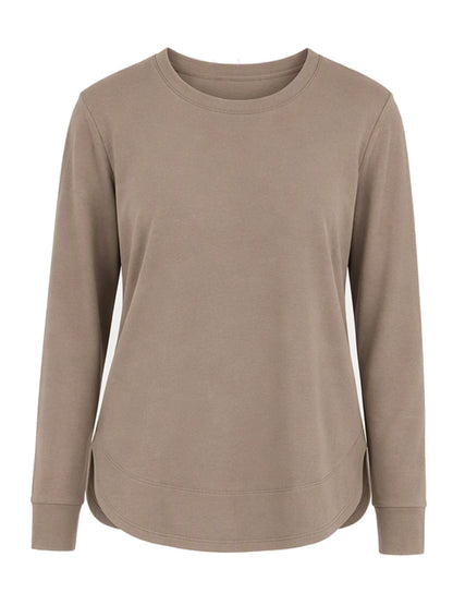 Women’s Solid High Low Hem Long-Sleeve Tops