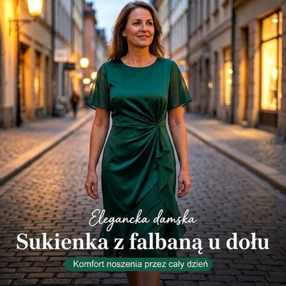 💞Elegancka szyfonowa sukienka w jednolitym kolorze
