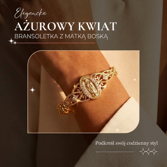 📿🌸 Elegancka bransoletka z ażurowym wizerunkiem Matki Boskiej ✨✅