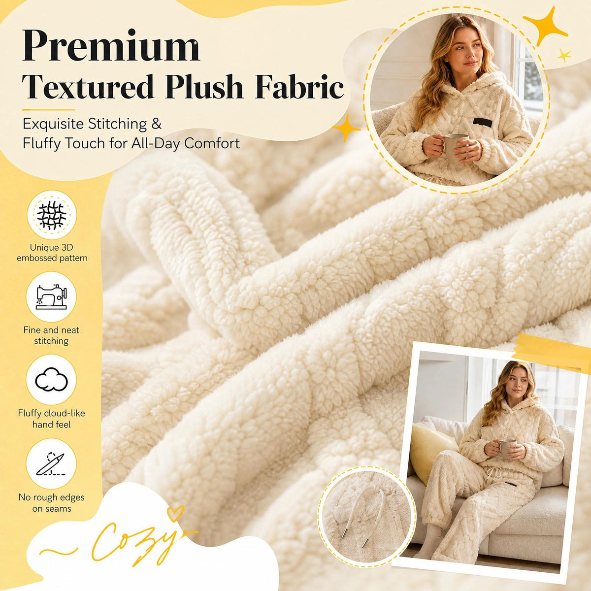 🔥🍂 Embossed Geometric Plush Set – Timeless Comfort & Effortless Style For Every Occasion