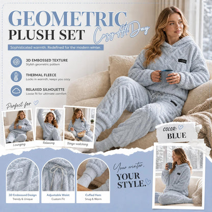 🔥🍂 Embossed Geometric Plush Set – Timeless Comfort & Effortless Style For Every Occasion