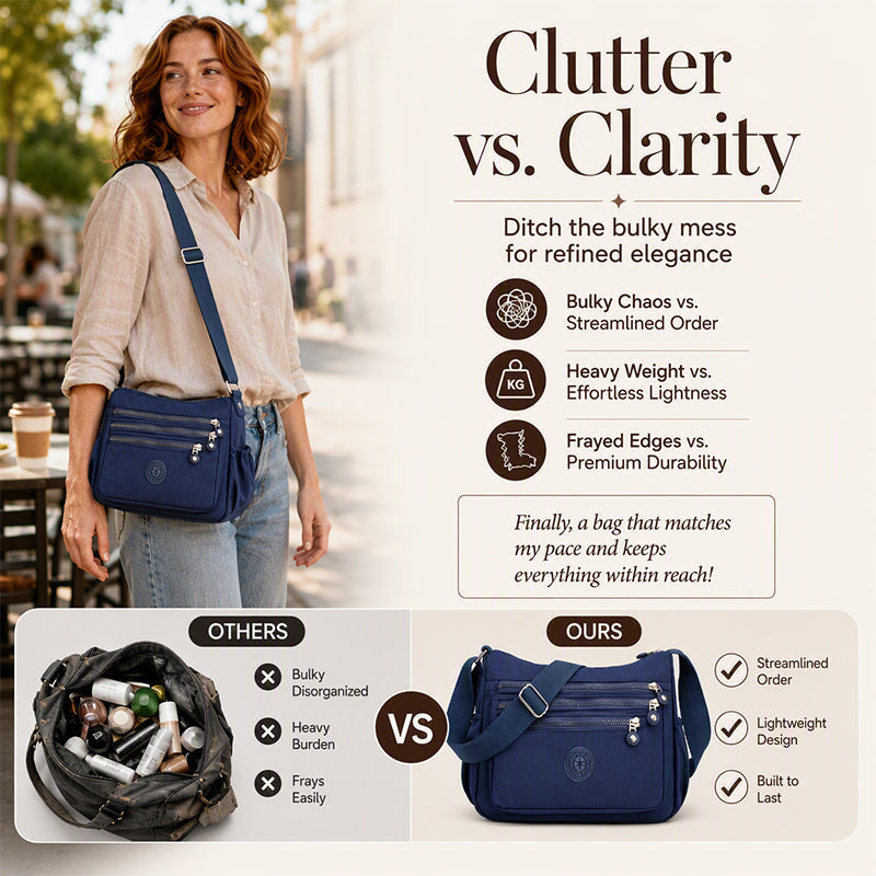 👜Lightweight Multi-Pocket Nylon Crossbody Bag – Lightweight, Water-Resistant & Perfect For Everyday Adventures