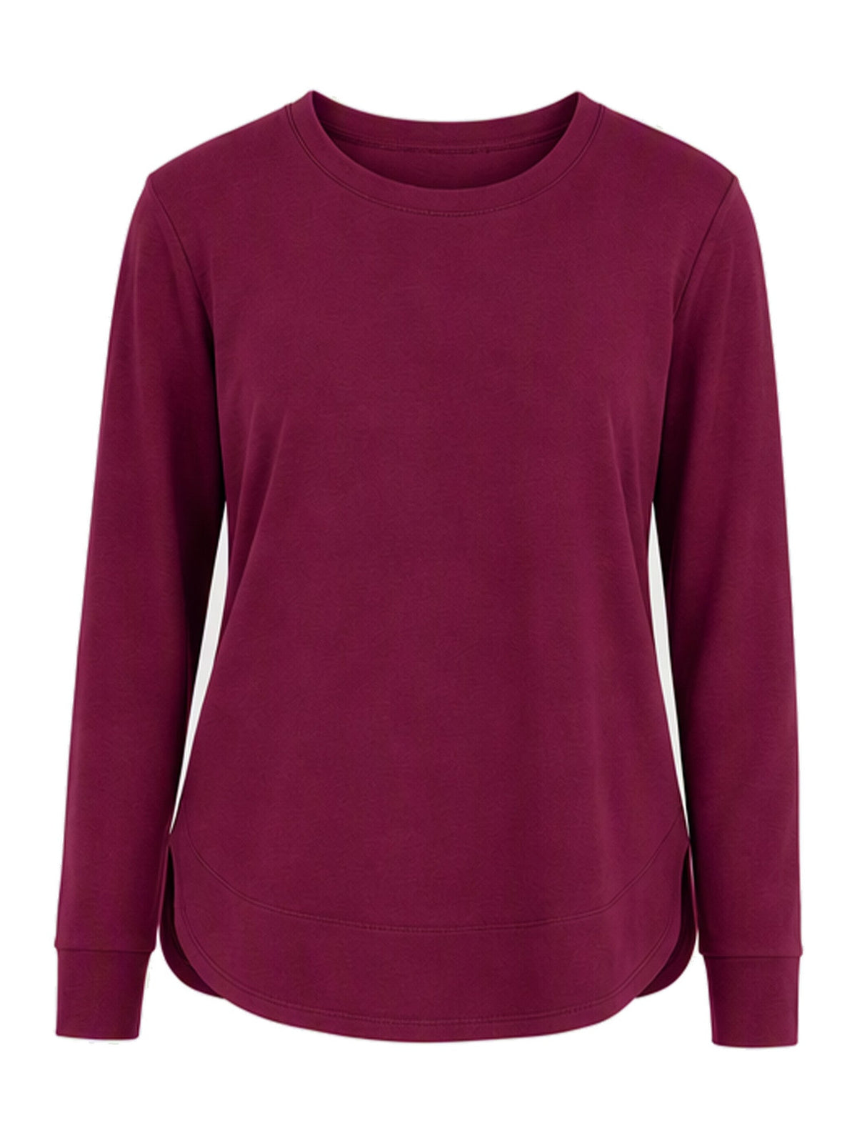 Women’s Solid High Low Hem Long-Sleeve Tops
