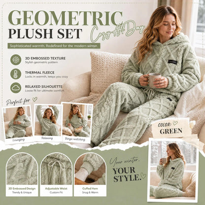 🔥🍂 Embossed Geometric Plush Set – Timeless Comfort & Effortless Style For Every Occasion