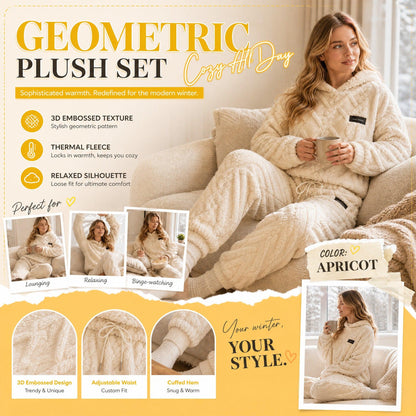 🔥🍂 Embossed Geometric Plush Set – Timeless Comfort & Effortless Style For Every Occasion