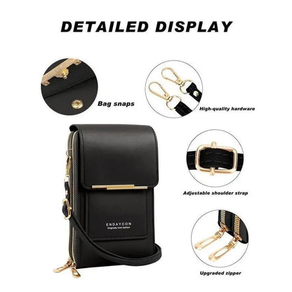 📱👛 Simple and elegant women's touchscreen crossbody phone wallet