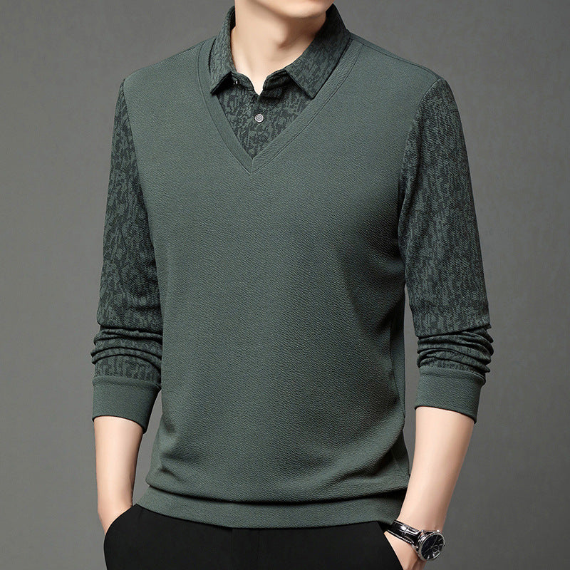 🔥 Men's Faux 2-Piece Long Sleeve Shirt👔