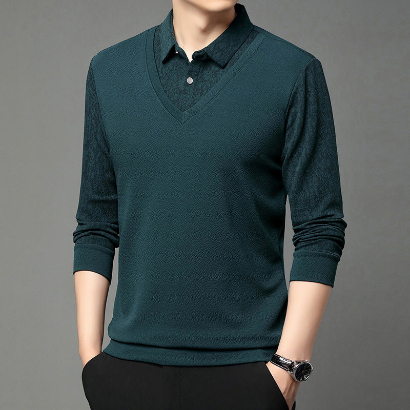 🔥 Men's Faux 2-Piece Long Sleeve Shirt👔