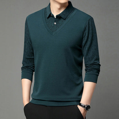 🔥 Men's Faux 2-Piece Long Sleeve Shirt👔