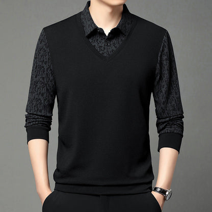 🔥 Men's Faux 2-Piece Long Sleeve Shirt👔