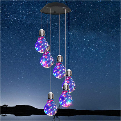 💡Wielokolorowa lampka LED zasilana energią słoneczną z dzwoneczkami wiatrowymi🌈
