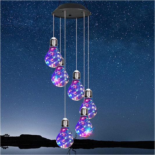 💡Wielokolorowa lampka LED zasilana energią słoneczną z dzwoneczkami wiatrowymi🌈
