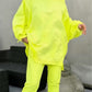👚amski luźny dwuczęściowy zestaw w jednolitych kolorach: luźna bluza + spodnie