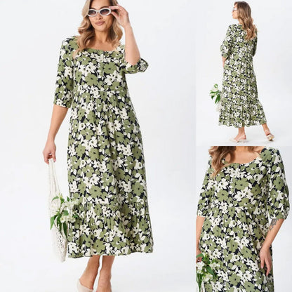 🌼Damska casualowa sukienka z półrękawkiem w kwiaty