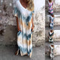 💝Luźna długa sukienka z nadrukiem Tie-Dye z dekoltem w szpic