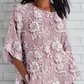 👚Luźny top z rękawem 3/4 z kwiatowym nadrukiem 3D