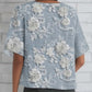 👚Luźny top z rękawem 3/4 z kwiatowym nadrukiem 3D