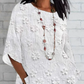 👚Luźny top z rękawem 3/4 z kwiatowym nadrukiem 3D
