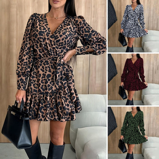 🐆Elegancka damska mini sukienka w panterkę💃