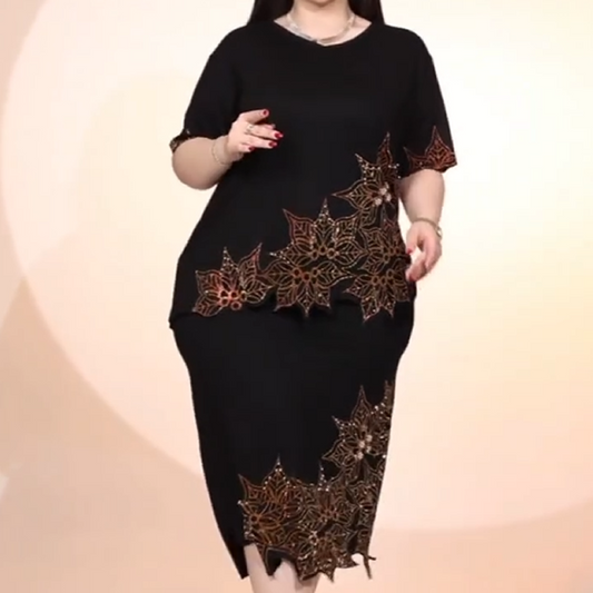 💞Elegancka sukienka z krótkim rękawem z kwiatowym haftem