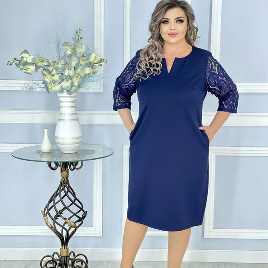 💞Eleganckie sukienki damskie z kieszeniami z dekoltem w szpic