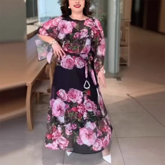 🌺Luźna sukienka z nadrukiem róży