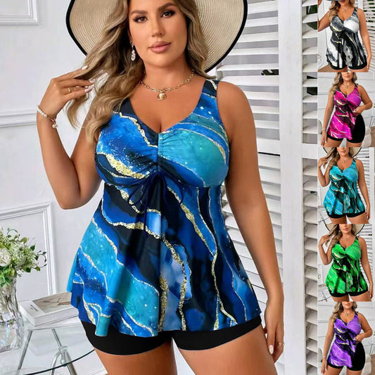 🏖️Damski dwuczęściowy strój kąpielowy z nadrukiem (top + szorty)