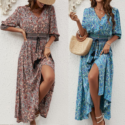 💃Damskie sukienki z dekoltem V w stylu boho