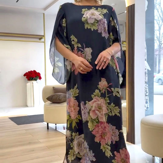 🏵️Elegancka szyfonowa sukienka maxi w kwiaty