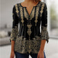 👚Bluzka z rozkloszowanymi rękawami z dekoltem w serek z nadrukiem w stylu vintage