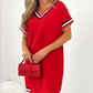 🔥👗Damska luźna sukienka w paski z dekoltem w szpic